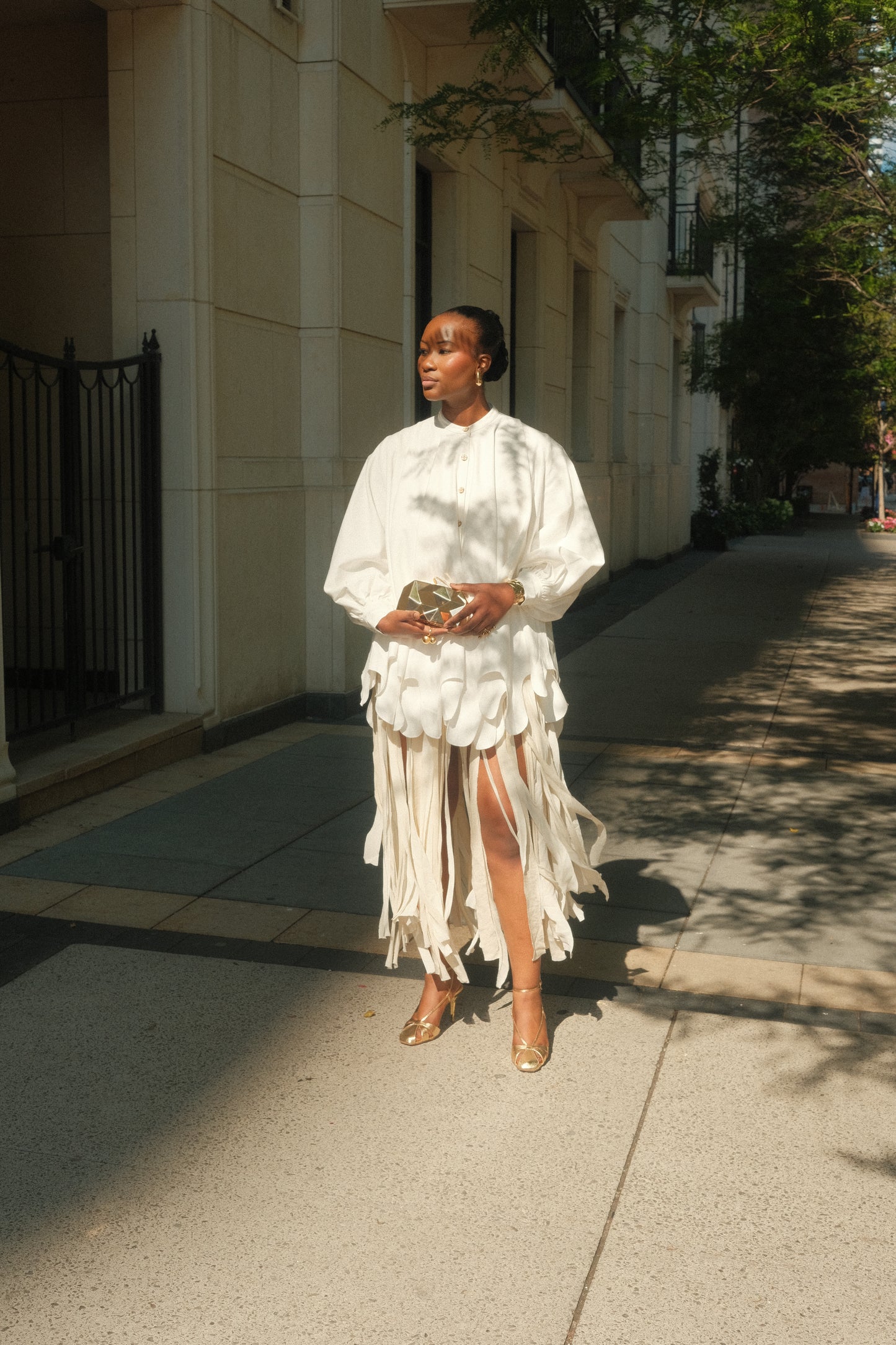 Jouri Cotton Linen Fringed Maxi Skirt
