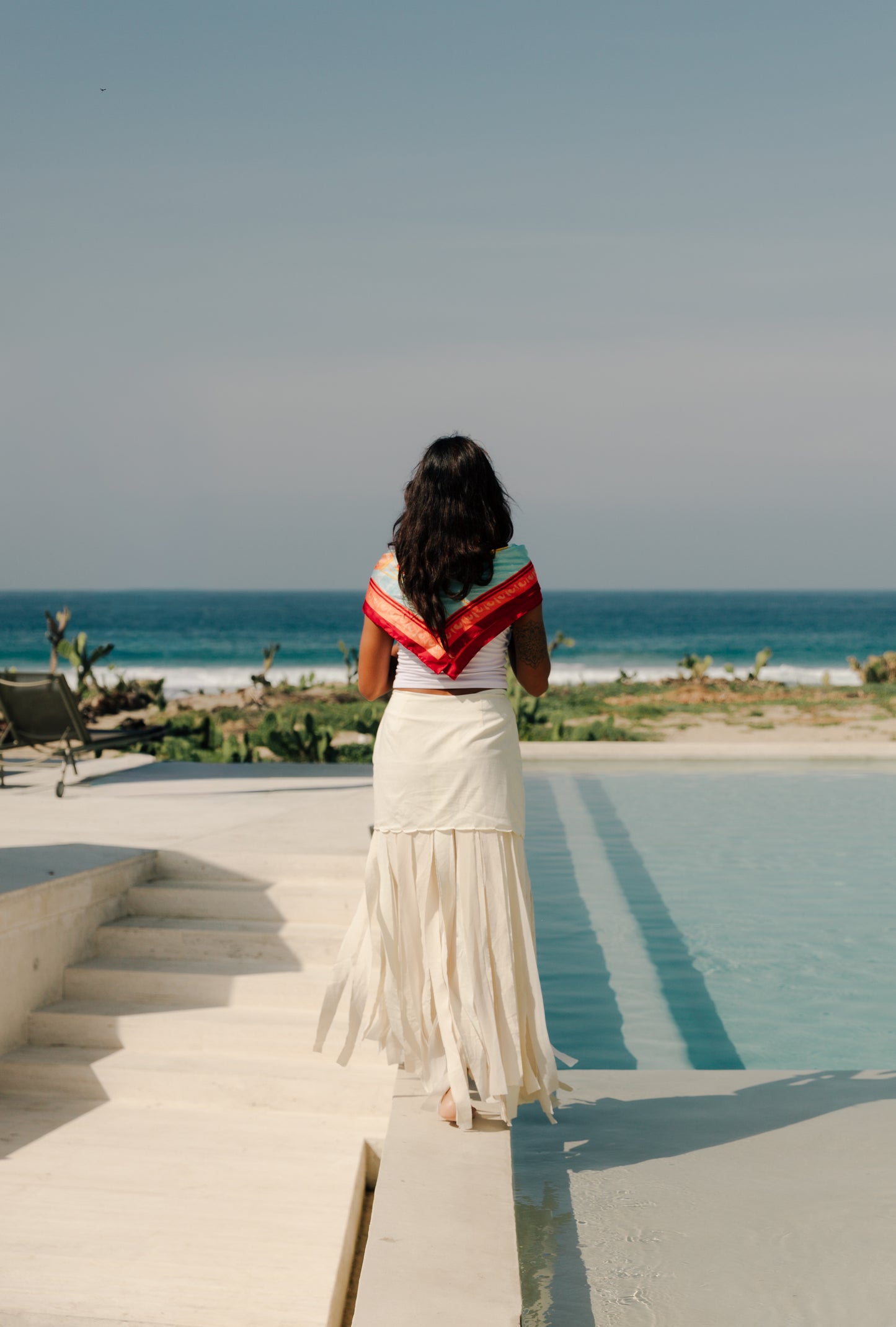 Jouri Cotton Linen Fringed Maxi Skirt