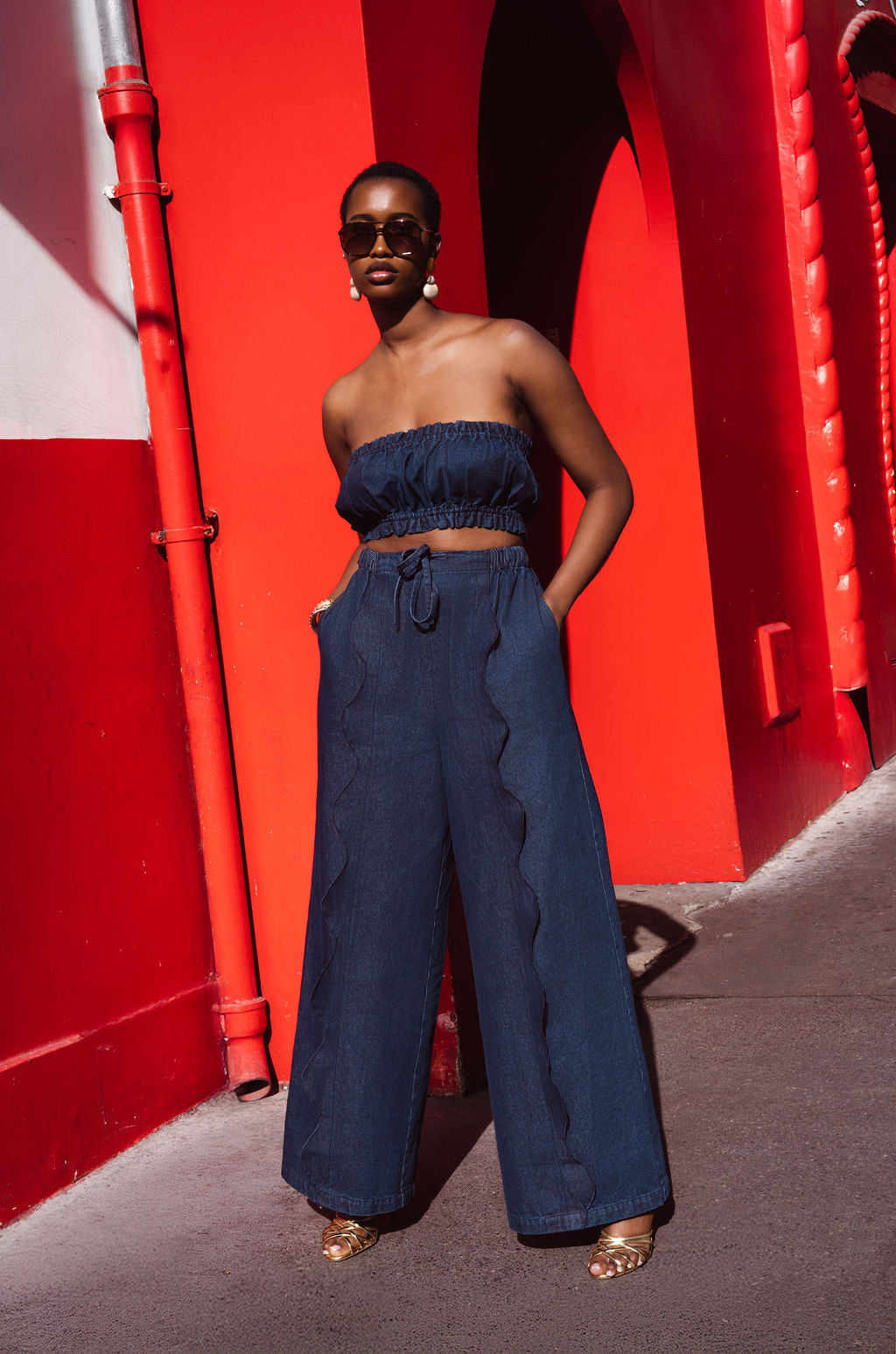 Eden Denim High Waist Wide leg Pants