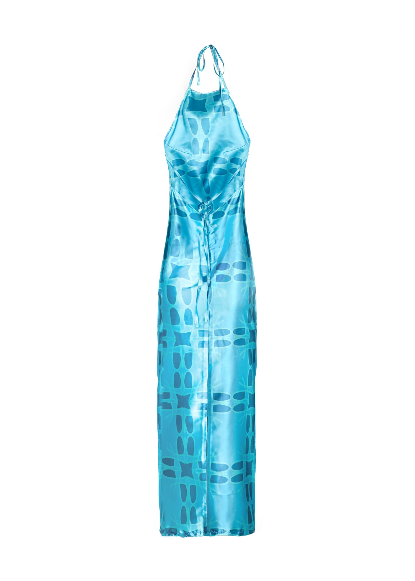 Lotus Silk Halter Low Back Vacation Dress