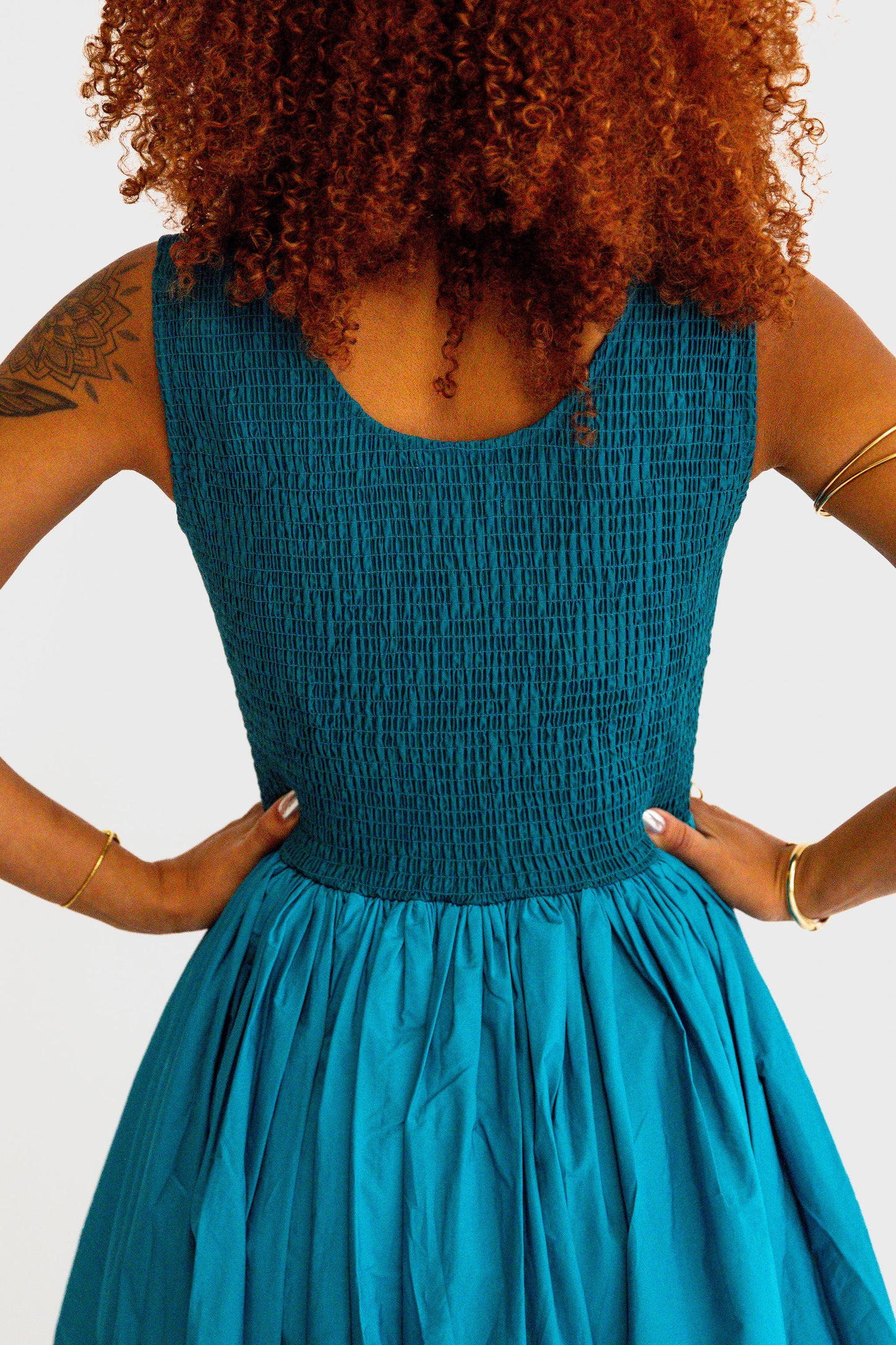 Sephora Smocked Drop Waist Dress - Aqua