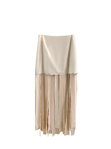 Jouri Cotton Linen Fringed Maxi Skirt