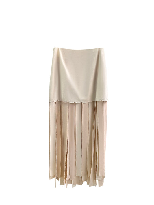 Jouri Cotton Linen Fringed Maxi Skirt